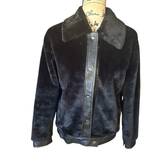 Anthropologie Avec Les Filles Verdant Faux Fur Jacket Sz Small - Picture 1 of 13